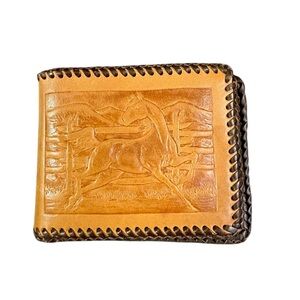 Handcrafted /Tooled Vintage Leather Wallet with Horse Design
